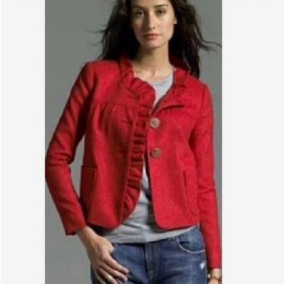 J. Crew Jackets & Blazers - J. Crew Fiona Ruffle Wool Blazer Women’s Tall